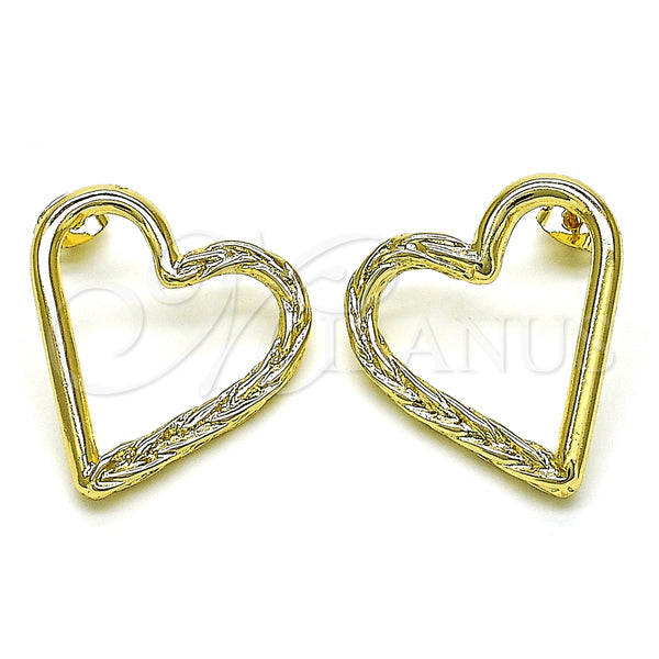 Arete Dormilona 02.213.0451 Oro Laminado, Diseño de Corazón, Pulido, Tono Dorado