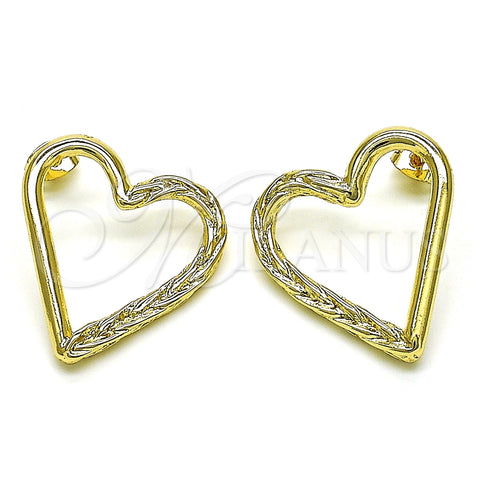 Arete Dormilona 02.213.0451 Oro Laminado, Diseño de Corazón, Pulido, Tono Dorado