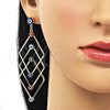 Arete Largo 02.213.0454.1 Oro Laminado, Diseño de Ojo Griego, Esmaltado Multicolor, Tono Dorado