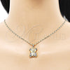 Juego de Arete y Dije de Adulto 10.196.0053 Oro Laminado, Diseño de Osito, con Multicolor Micro Pave, Pulido, Tono Dorado