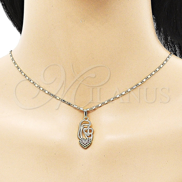 Juego de Arete y Dije de Adulto 10.196.0055 Oro Laminado, Diseño de Corazón, con Multicolor Micro Pave, Pulido, Tono Dorado