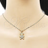 Juego de Arete y Dije de Adulto 10.196.0058 Oro Laminado, Diseño de Osito y Corazón, con Blanca Micro Pave, Pulido, Tono Dorado