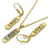 Juego de Arete y Dije de Adulto 10.196.0072 Oro Laminado, Diseño de Con Nombre y Amor, con Multicolor Micro Pave, Pulido, Tono Dorado