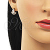 Arete Dormilona 02.283.0062 Oro Laminado, Diseño de Gota y Baguette, con Blanca Zirconia Cubica, Pulido, Tono Dorado