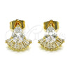 Arete Dormilona 02.283.0062 Oro Laminado, Diseño de Gota y Baguette, con Blanca Zirconia Cubica, Pulido, Tono Dorado