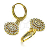 Arete Colgante 02.253.0047 Oro Laminado, Diseño de Ojo Griego, con Blanca Micro Pave, Pulido, Tono Dorado