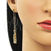Arete Violador 02.253.0060 Oro Laminado, Diseño de Búho, con Granate Zirconia Cubica, Pulido, Tres Tonos