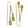 Arete Violador 02.253.0060 Oro Laminado, Diseño de Búho, con Granate Zirconia Cubica, Pulido, Tres Tonos