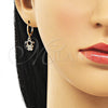 Arete Colgante 02.253.0061 Oro Laminado, Diseño de Niñita Pequeña, con Blanca Micro Pave, Pulido, Tono Dorado