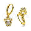 Arete Colgante 02.253.0061 Oro Laminado, Diseño de Niñita Pequeña, con Blanca Micro Pave, Pulido, Tono Dorado