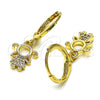 Arete Colgante 02.253.0061 Oro Laminado, Diseño de Niñita Pequeña, con Blanca Micro Pave, Pulido, Tono Dorado