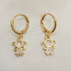 Arete Colgante 02.253.0061 Oro Laminado, Diseño de Niñita Pequeña, con Blanca Micro Pave, Pulido, Tono Dorado