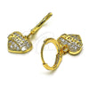 Arete Colgante 02.253.0064 Oro Laminado, Diseño de Corazón, con Blanca Micro Pave, Pulido, Tono Dorado