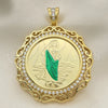 Dije Religioso 05.380.0161 Oro Laminado, Diseño de San Judas y Moneda Centenario, con Zirconia Cubica Blanca, Pulido, Dos Tonos