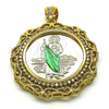 Dije Religioso 05.380.0161 Oro Laminado, Diseño de San Judas y Moneda Centenario, con Blanca Zirconia Cubica, Pulido, Dos Tonos