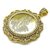 Dije Religioso 05.380.0161.1 Oro Laminado, Diseño de Moneda Centenario y San Judas, con Blanca Zirconia Cubica, Pulido, Tono Dorado