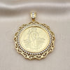 Dije Religioso 05.380.0161.1 Oro Laminado, Diseño de Moneda Centenario y San Judas, con Blanca Zirconia Cubica, Pulido, Tono Dorado