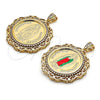 Dije Religioso 05.380.0162 Oro Laminado, Diseño de Guadalupe y Moneda Centenario, con Zirconia Cubica Blanca, Pulido, Tres Tonos