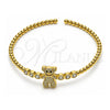 Aro Individual 07.341.0043 Oro Laminado, Diseño de Osito, con Blanca Zirconia Cubica and Blanca Micro Pave, Pulido, Tono Dorado (03 MM Thickness, One size fits all)
