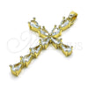 Dije Religioso 05.284.0007 Oro Laminado, Diseño de Cruz, con Blanca Zirconia Cubica, Pulido, Tono Dorado