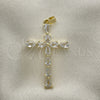 Dije Religioso 05.284.0007 Oro Laminado, Diseño de Cruz, con Blanca Zirconia Cubica, Pulido, Tono Dorado