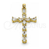 Dije Religioso 05.284.0007 Oro Laminado, Diseño de Cruz, con Blanca Zirconia Cubica, Pulido, Tono Dorado