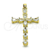 Dije Religioso 05.284.0007 Oro Laminado, Diseño de Cruz, con Blanca Zirconia Cubica, Pulido, Tono Dorado