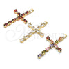 Dije Religioso 05.284.0007 Oro Laminado, Diseño de Cruz, con Blanca Zirconia Cubica, Pulido, Tono Dorado