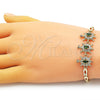Pulsera Elegante 03.284.0024.07 Oro Laminado, Diseño de Tortuga y Pescado, con Verde and Blanca Zirconia Cubica, Pulido, Tono Dorado (04 MM Thickness, 7 Inches Length)