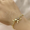 Pulsera Elegante 03.284.0025.1.07 Oro Laminado, Diseño de Elefante y Oja, con Multicolor Micro Pave and Blanca Zirconia Cubica, Pulido, Tono Dorado (07 MM Thickness, 7 Inches Length)
