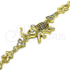 Pulsera Elegante 03.284.0025.1.07 Oro Laminado, Diseño de Elefante y Oja, con Multicolor Micro Pave and Blanca Zirconia Cubica, Pulido, Tono Dorado (07 MM Thickness, 7 Inches Length)