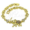 Pulsera Elegante 03.284.0025.1.07 Oro Laminado, Diseño de Elefante y Oja, con Multicolor Micro Pave and Blanca Zirconia Cubica, Pulido, Tono Dorado (07 MM Thickness, 7 Inches Length)