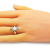 Anillo Multi Piedra 01.284.0086 Oro Laminado, Diseño de Tortuga, con Blanca Zirconia Cubica and Blanca Micro Pave, Pulido, Tono Dorado (One size fits all)