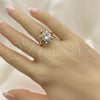 Anillo Multi Piedra 01.284.0086 Oro Laminado, Diseño de Tortuga, con Blanca Zirconia Cubica and Blanca Micro Pave, Pulido, Tono Dorado (One size fits all)