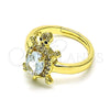 Anillo Multi Piedra 01.284.0086 Oro Laminado, Diseño de Tortuga, con Blanca Zirconia Cubica and Blanca Micro Pave, Pulido, Tono Dorado (One size fits all)