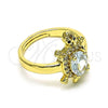 Anillo Multi Piedra 01.284.0086 Oro Laminado, Diseño de Tortuga, con Blanca Zirconia Cubica and Blanca Micro Pave, Pulido, Tono Dorado (One size fits all)
