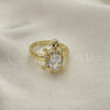 Anillo Multi Piedra 01.284.0086 Oro Laminado, Diseño de Tortuga, con Blanca Zirconia Cubica and Blanca Micro Pave, Pulido, Tono Dorado (One size fits all)