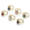 Anillo Multi Piedra 01.284.0086 Oro Laminado, Diseño de Tortuga, con Blanca Zirconia Cubica and Blanca Micro Pave, Pulido, Tono Dorado (One size fits all)