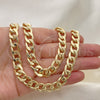 Collar y Pulsera 06.372.0055 Oro Laminado, Diseño de Cubana, Pulido, Tono Dorado