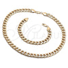 Collar y Pulsera 06.372.0055 Oro Laminado, Diseño de Cubana, Pulido, Tono Dorado