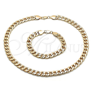 Collar y Pulsera 06.372.0055 Oro Laminado, Diseño de Cubana, Pulido, Tono Dorado