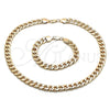 Collar y Pulsera 06.372.0055 Oro Laminado, Diseño de Cubana, Pulido, Tono Dorado