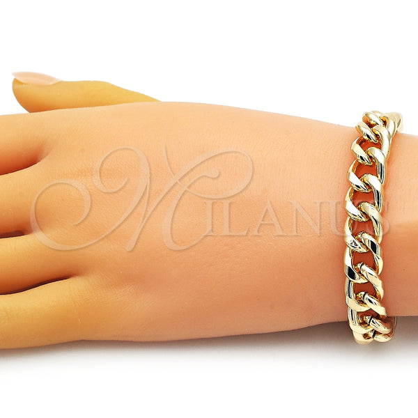 Collar y Pulsera 06.372.0056 Oro Laminado, Diseño de Cubana Concava, Pulido, Tono Dorado