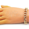 Collar y Pulsera 06.372.0056 Oro Laminado, Diseño de Cubana Concava, Pulido, Tono Dorado