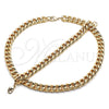 Collar y Pulsera 06.372.0056 Oro Laminado, Diseño de Cubana Concava, Pulido, Tono Dorado
