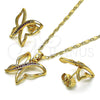 Juego de Arete y Dije de Adulto 10.196.0075 Oro Laminado, Diseño de Mariposa, con Rubi Micro Pave, Pulido, Tono Dorado