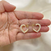 Arete Dormilona 02.379.0028 Oro Laminado, Diseño de Corazón, con Marfil Perla, Pulido, Tono Dorado