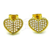 Arete Dormilona 02.379.0029 Oro Laminado, Diseño de Corazón, con Marfil Perla, Pulido, Tono Dorado