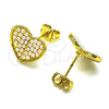 Arete Dormilona 02.379.0029 Oro Laminado, Diseño de Corazón, con Marfil Perla, Pulido, Tono Dorado