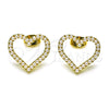 Arete Dormilona 02.379.0032 Oro Laminado, Diseño de Corazón, con Marfil Perla, Pulido, Tono Dorado